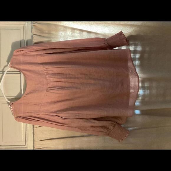 Rose Boho Blouse with Smocking and Open Lace Large - Picture 7 of 7